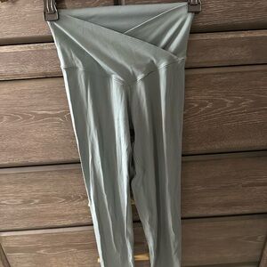 Gray/green criss cross High-Waisted Leggings